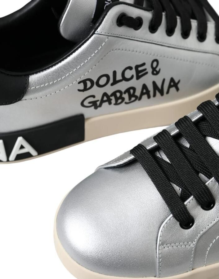 Dolce & Gabbana Zilveren Leren Sneakers - Foto 3