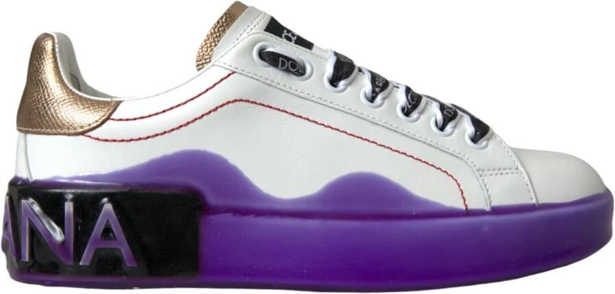 Dolce & Gabbana Paarse Zool Leren Sneakers Stijlvol Comfort