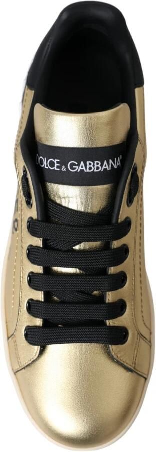 Dolce & Gabbana Portofino sneaker van kalfsleer met metallic details