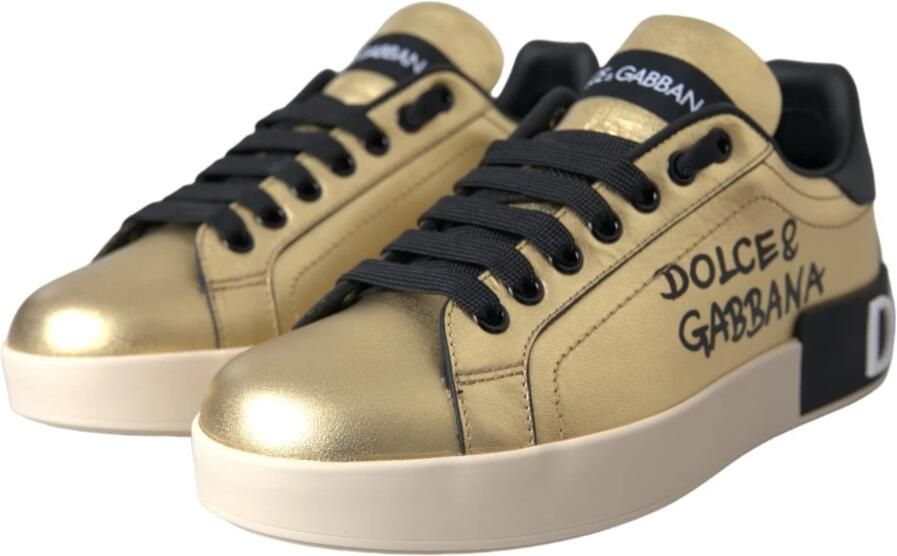 Dolce & Gabbana Portofino sneaker van kalfsleer met metallic details - Foto 2