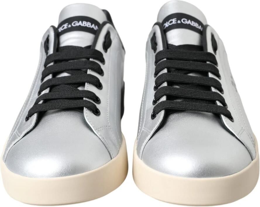 Dolce & Gabbana Zilveren Leren Sneakers - Foto 4