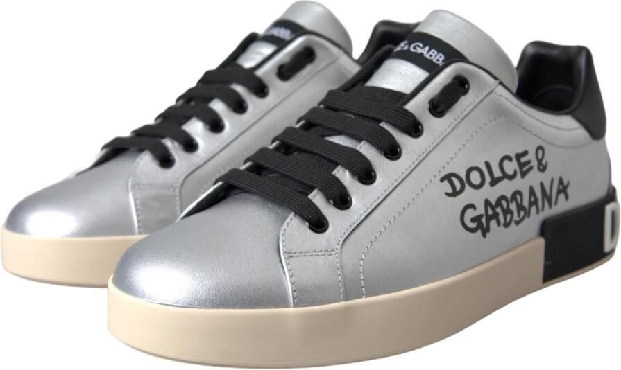 Dolce & Gabbana Zilveren Leren Sneakers - Foto 5