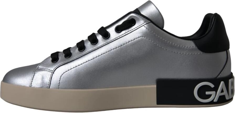 Dolce & Gabbana Zilveren Leren Sneakers - Foto 8