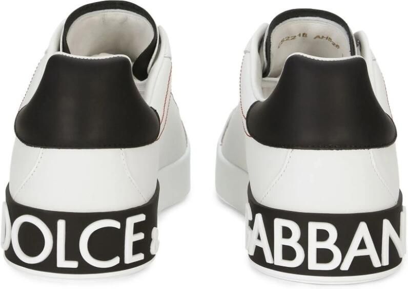 Dolce & Gabbana Leren lage sneakers met contrasterende inzetstukken White Heren