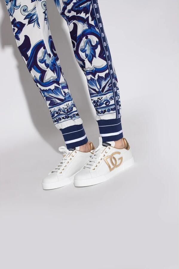 Dolce & Gabbana Portofino sneaker van kalfsleer met lamsleren details en logo - Foto 2