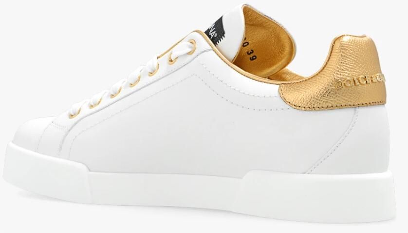 Dolce & Gabbana Portofino sneaker van kalfsleer met lamsleren details en logo - Foto 5