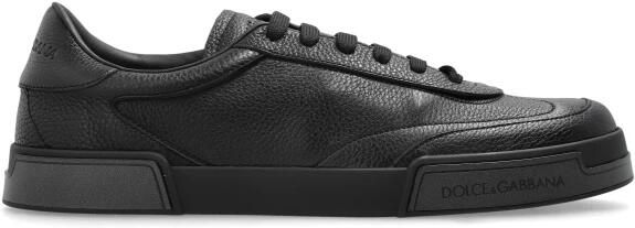 Dolce & Gabbana Gestructureerde leren vetersneakers met merkhak Black Heren - Foto 3