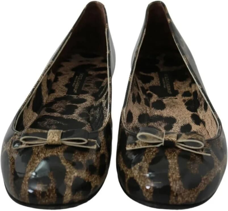 Dolce & Gabbana Luipaardprint Leren Ballerina Flats Brown Dames