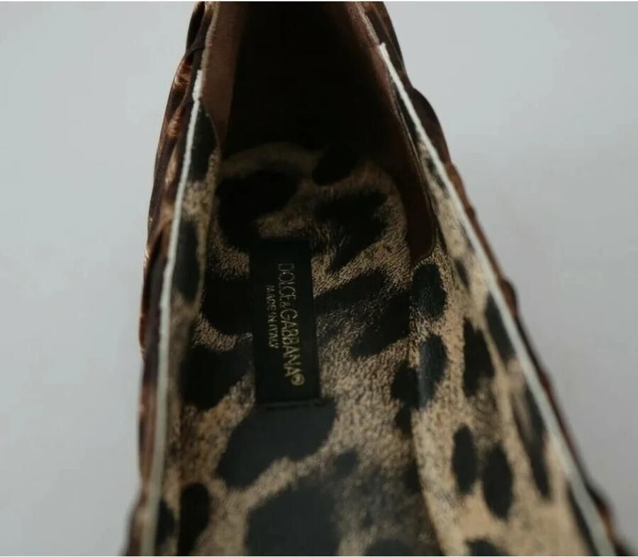 Dolce & Gabbana Leopard Print Silk Ballerina Flats Brown Dames