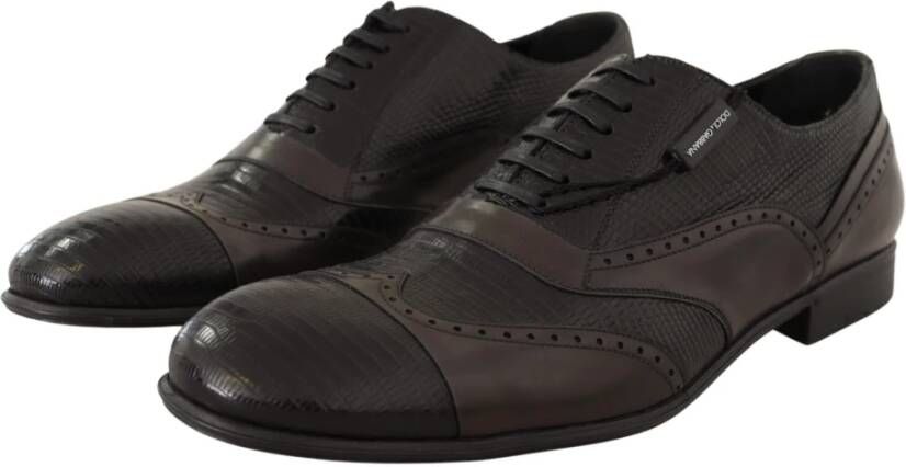 Dolce & Gabbana Prachtige Bruine Leren Oxford Kostuumschoenen met Hagedissenprint Brown Heren - Foto 7