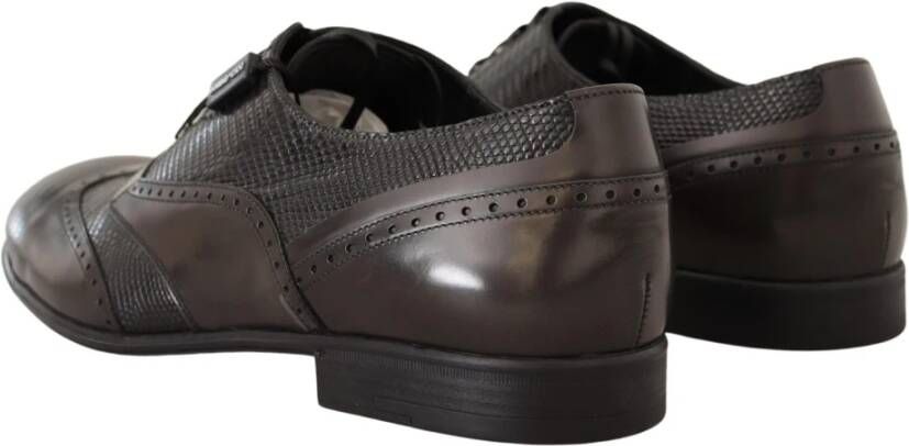 Dolce & Gabbana Prachtige Bruine Leren Oxford Kostuumschoenen met Hagedissenprint Brown Heren - Foto 3