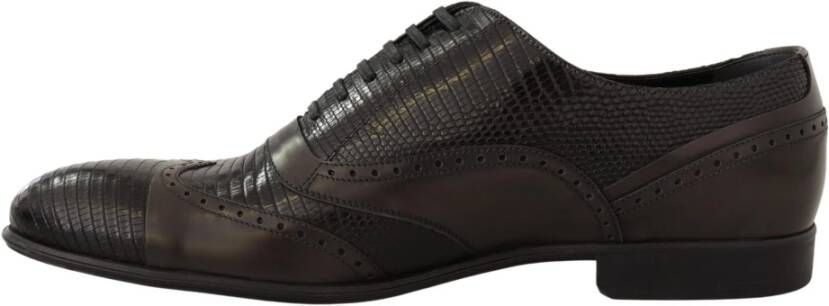 Dolce & Gabbana Prachtige Bruine Leren Oxford Kostuumschoenen met Hagedissenprint Brown Heren - Foto 4