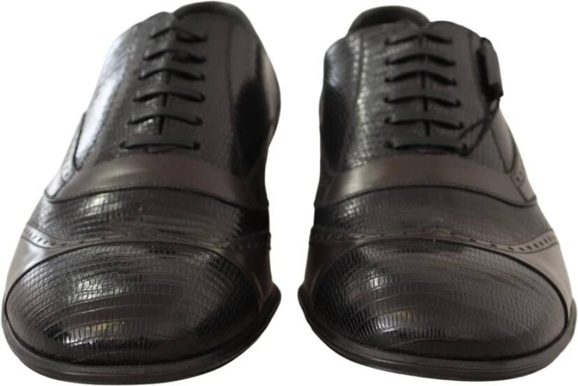 Dolce & Gabbana Prachtige Bruine Leren Oxford Kostuumschoenen met Hagedissenprint Brown Heren - Foto 2