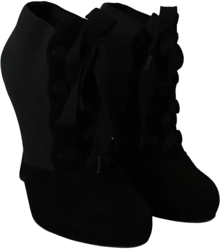 Dolce & Gabbana Zwarte Suède Stretch Enkellaarzen Black Dames - Foto 2