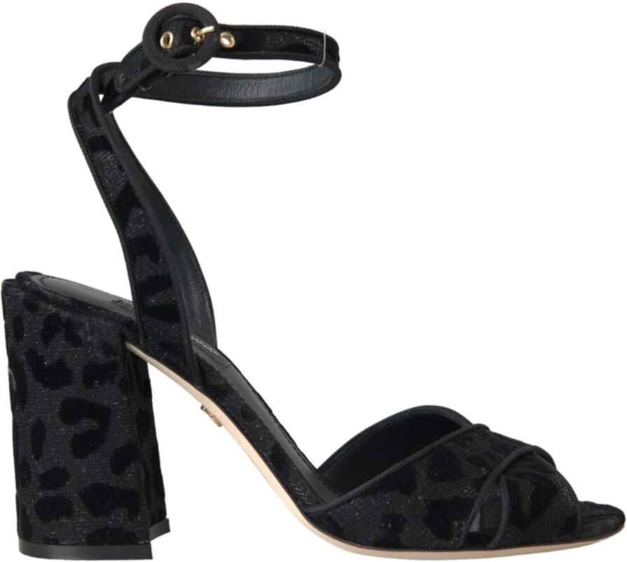 Dolce & Gabbana Luipaard Suède Hakken Sandalen Schoenen Black Dames