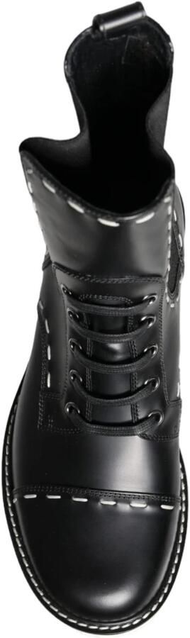 Dolce & Gabbana Zwarte leren gevechtslaarzen voor halve kuit - Foto 2