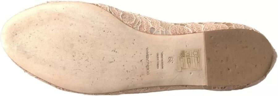 Dolce & Gabbana Beige Bloemenkant Loafers Platte Schoenen Beige Dames