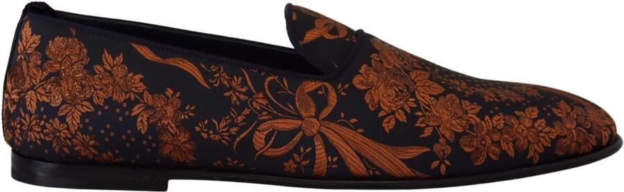 Dolce & Gabbana Blauwe Roest Bloemen Loafers Schoenen