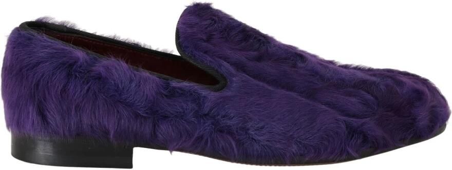 Dolce & Gabbana Luxe Paarse Schapenvacht Loafers Purple Dames