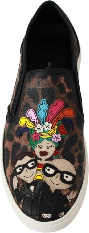 Dolce & Gabbana Leather Leopard #dgfamily Loafers Shoes Bruin Dames - Foto 2