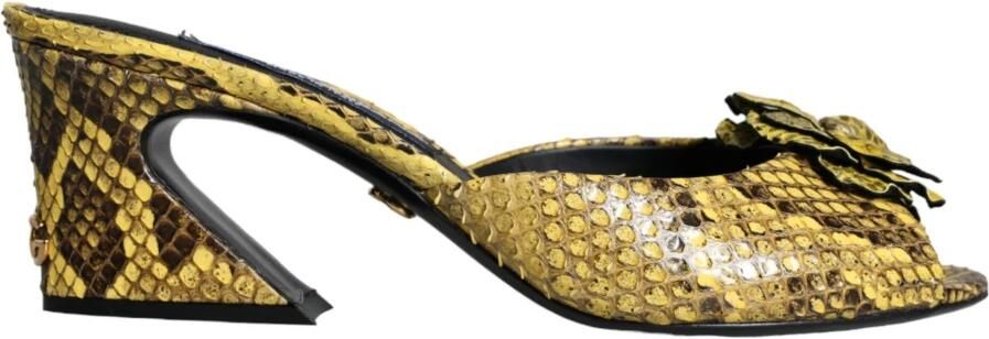 Dolce & Gabbana Gele Leren Blokhak Muiltjes Schoenen