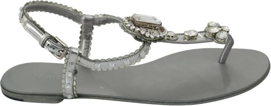 Dolce & Gabbana Zilveren Kristal Flip Flops Glamoureus en Authentiek Gray Dames - Foto 3