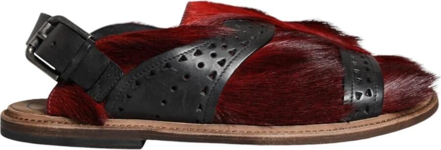Dolce & Gabbana Gazelle Haar Leren Sandalen Schoenen