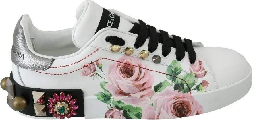 Dolce & Gabbana Kristalversierde Bloe leren Sneakers - Foto 3