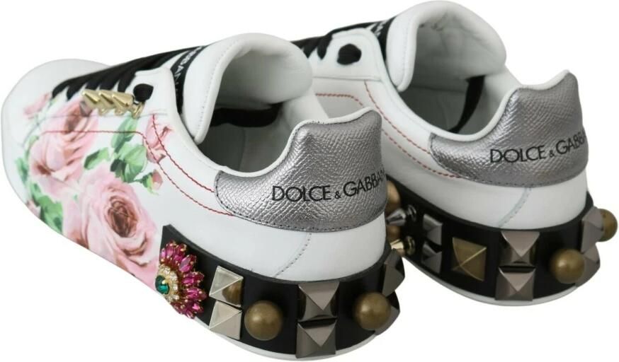 Dolce & Gabbana Kristalversierde Bloe leren Sneakers - Foto 2