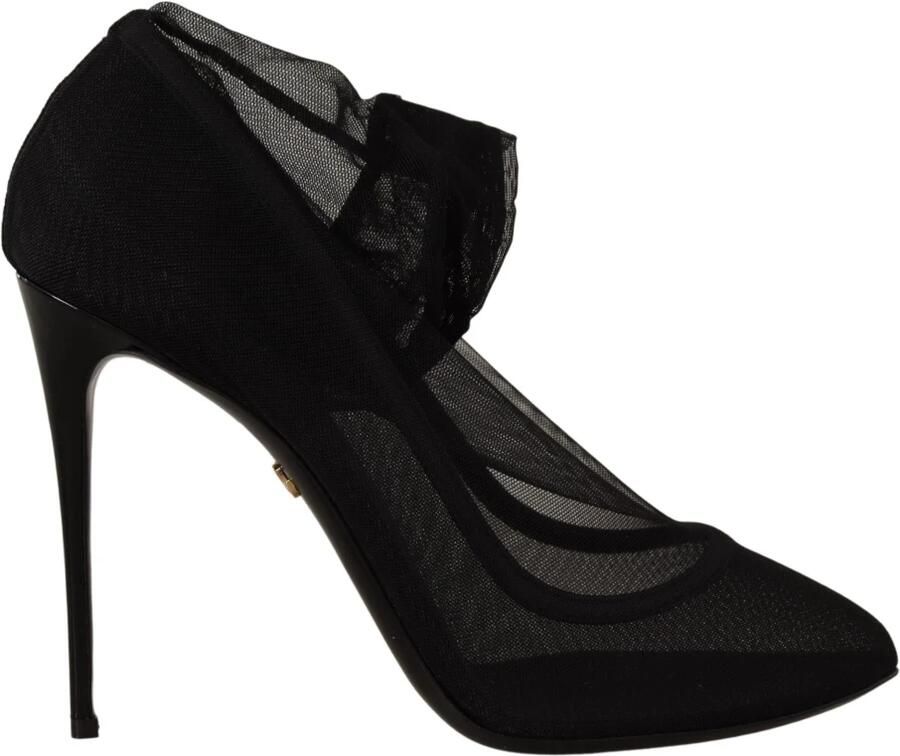 Dolce & Gabbana Zwarte Tule Stretch Laarzen Pumps Schoenen