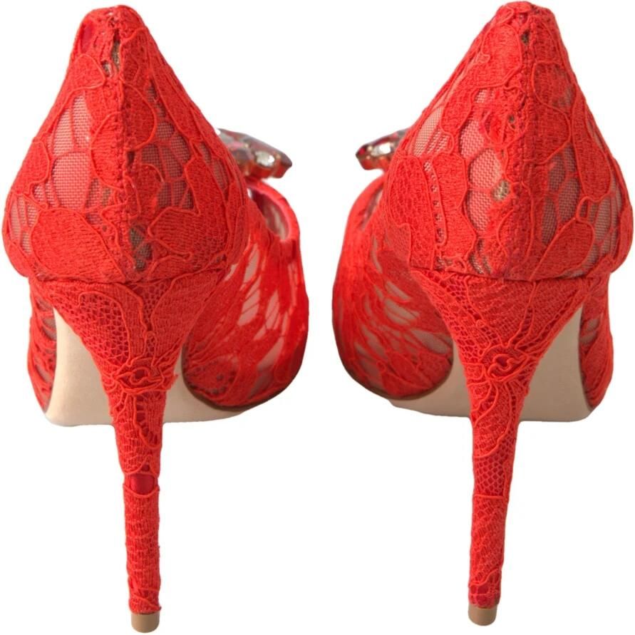 Dolce & Gabbana Rode Taormina Kant Kristal Hakken Pumps Rood Dames