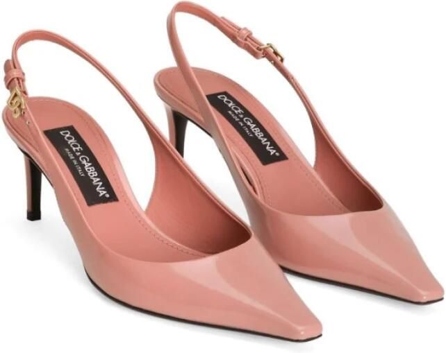 Dolce&Gabbana Hoge hakken Pink Leather Pointed Toe Slingback Heels in roze - Foto 6