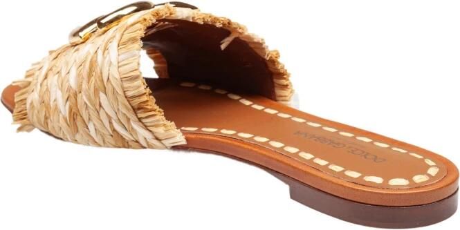 Dolce&Gabbana Sandalen Raffia Braid Slides in bruin - Foto 2