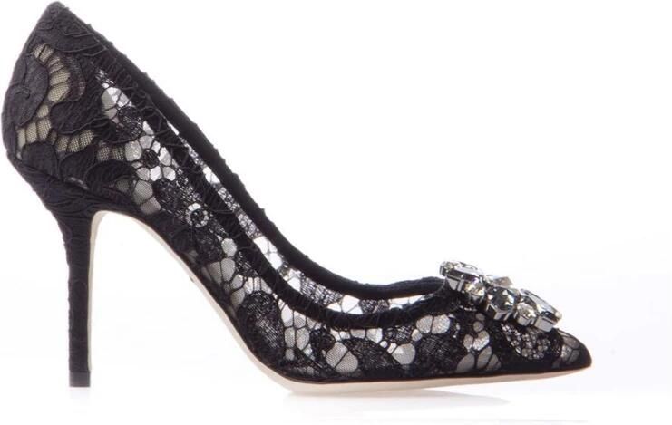 Dolce&Gabbana Pumps & high heels Decollete Pizzo Bellucci Charmant + Raso Nero in zwart