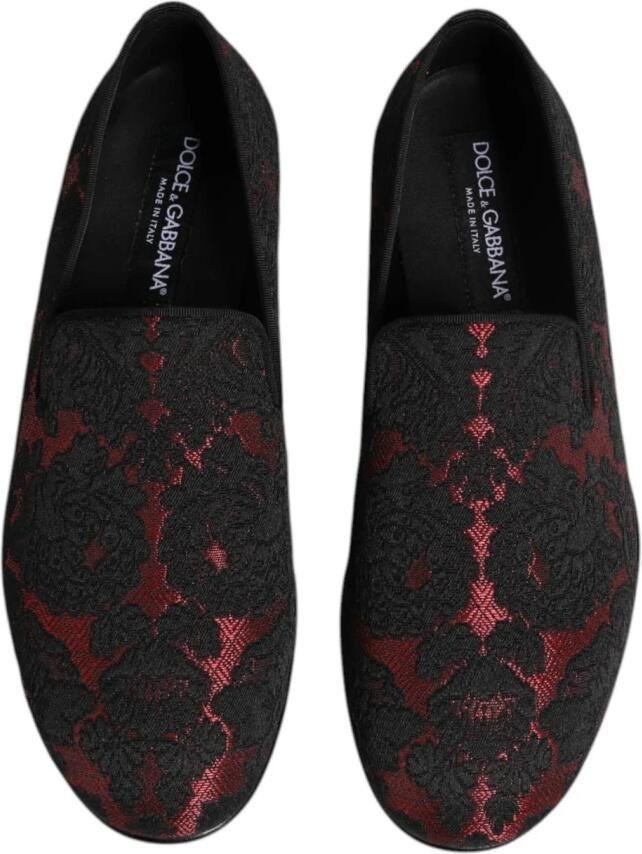 Dolce & Gabbana Rode & Zwarte Jacquard Loafers