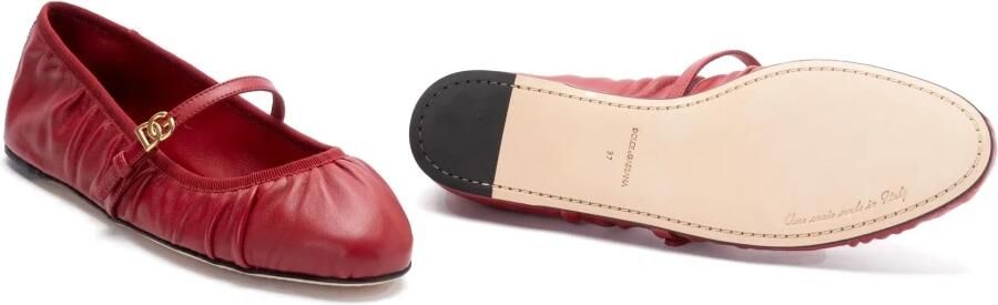 Dolce & Gabbana Rode Leren Ballerina Flats met Gouden Strik - Foto 4