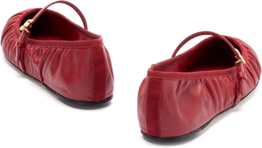 Dolce & Gabbana Rode Leren Ballerina Flats met Gouden Strik - Foto 3
