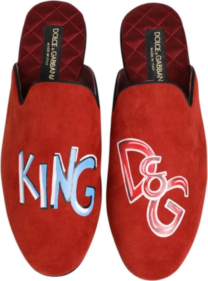 Dolce & Gabbana Rode Suède DG King Heren Pantoffels - Foto 2