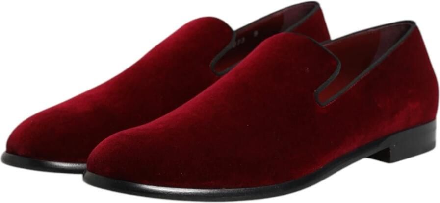 Dolce & Gabbana Rode Velvet Loafers Slip-On Schoenen