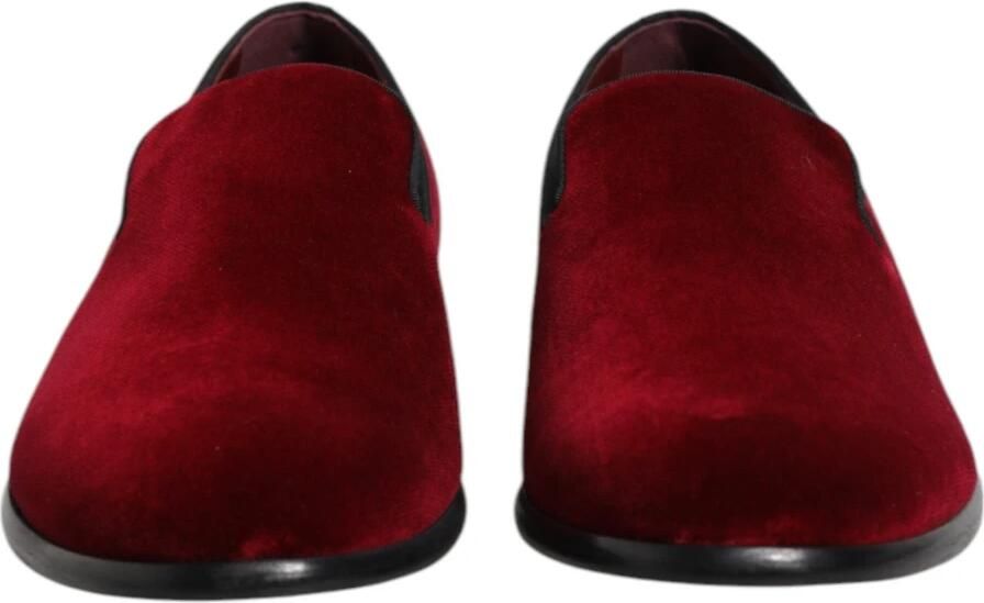 Dolce & Gabbana Rode Velvet Loafers Slip-On Schoenen