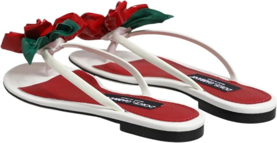 Dolce & Gabbana Rood Wit Keira Bloem Leren Sandalen