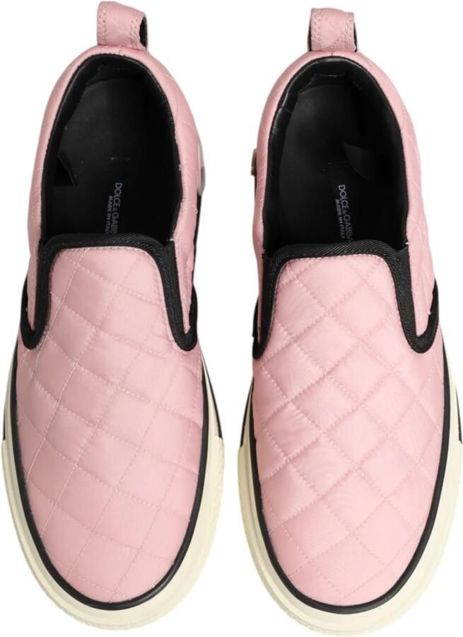 Dolce & Gabbana Roze Gewatteerde Slip-On Sneaker Schoenen