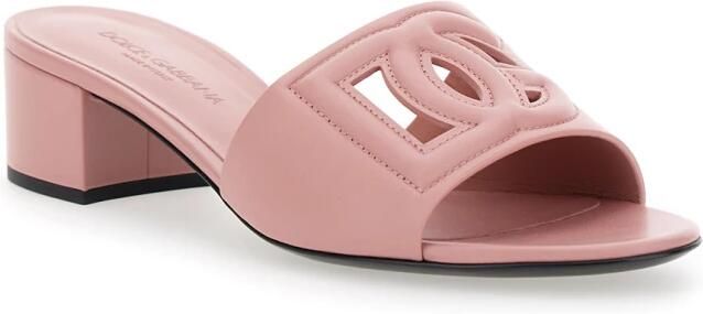 Dolce & Gabbana Roze Leren Lage Hak Sandalen