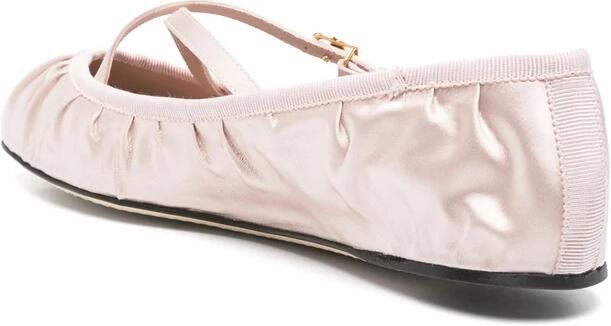 Dolce & Gabbana Roze leren platte schoenen met gesp