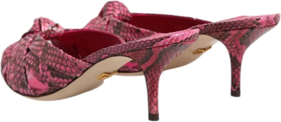 Dolce & Gabbana Roze Python Leren Hakken Sandalen
