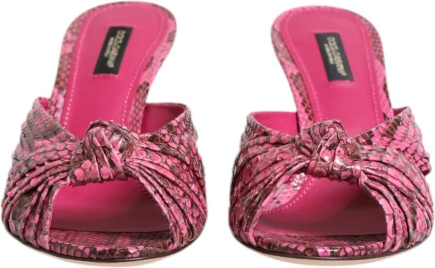 Dolce & Gabbana Roze Python Leren Hakken Sandalen