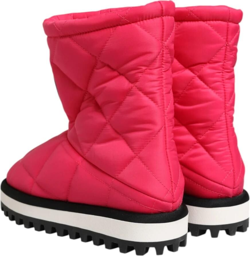 Dolce & Gabbana Roze Wit Gevoerde Mid-Calf Laarzen