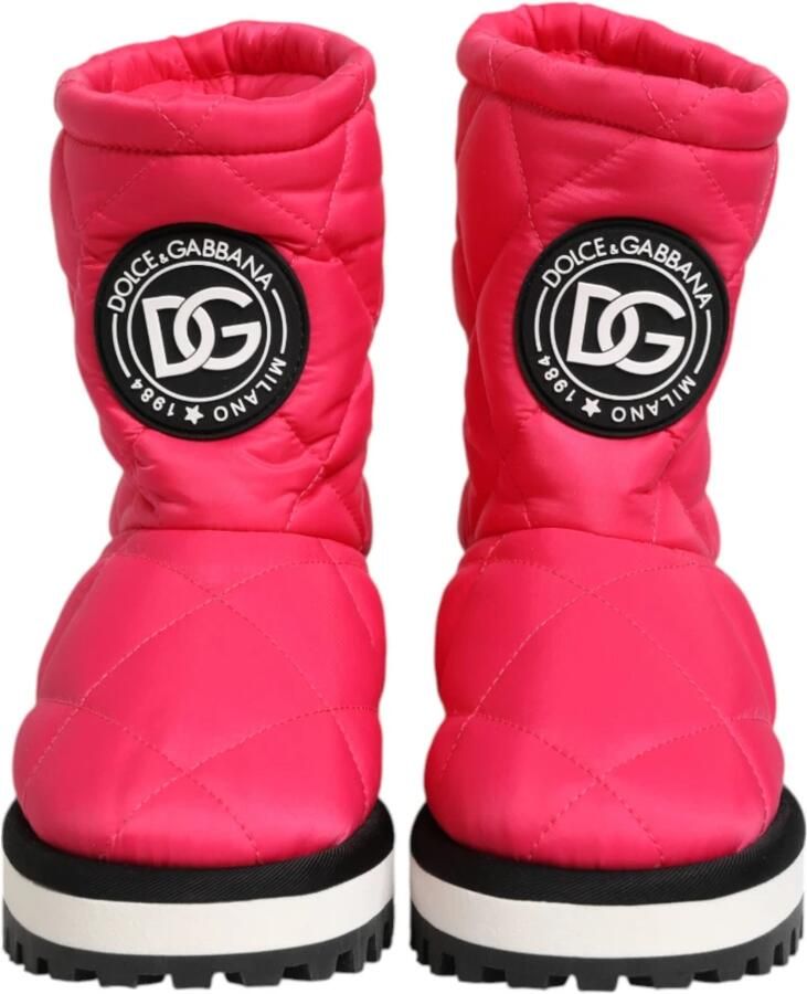 Dolce & Gabbana Roze Wit Gevoerde Mid-Calf Laarzen