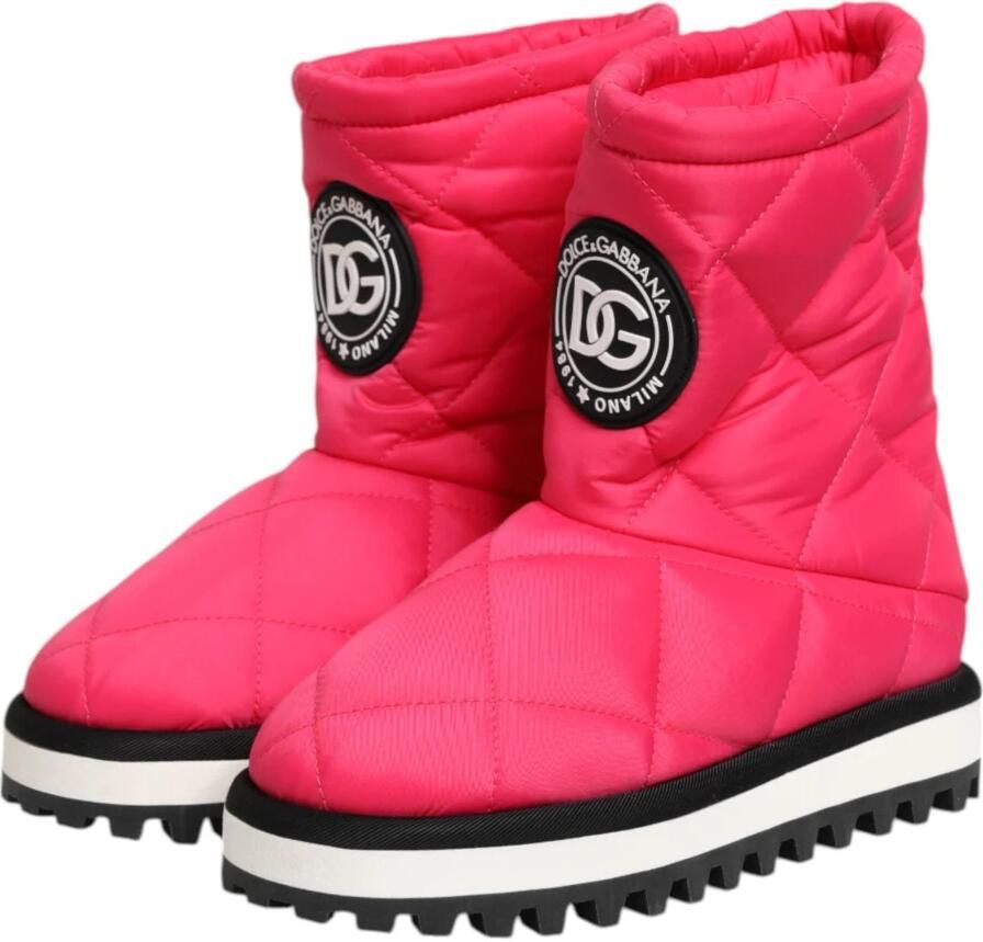 Dolce & Gabbana Roze Wit Gevoerde Mid-Calf Laarzen - Foto 4