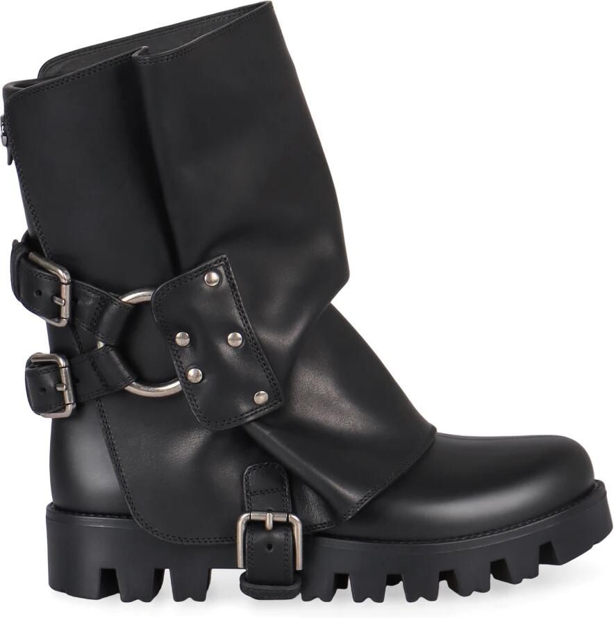 Dolce & Gabbana Rubber and Calfskin Enkellaarsjes